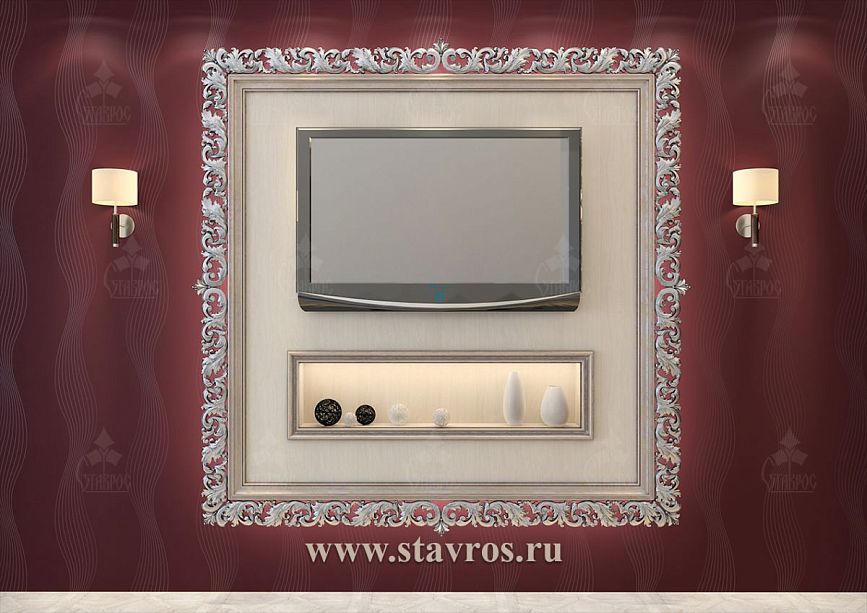 Изысканная резная рама RTV-006 с декоративной нишей и подсветкой для элегантного интерьера